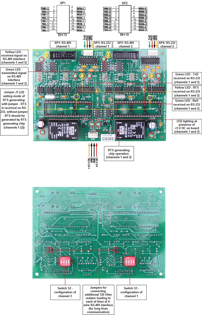 RS-232 to RS-485 interface converter (RS-232 to RS-485 and backwards)