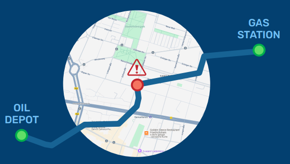 Fuel delivery control stage 4 - report indicates the
exact location on the map where
the fuel loss occurred