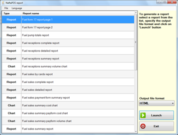 NaftaPOS software reporting