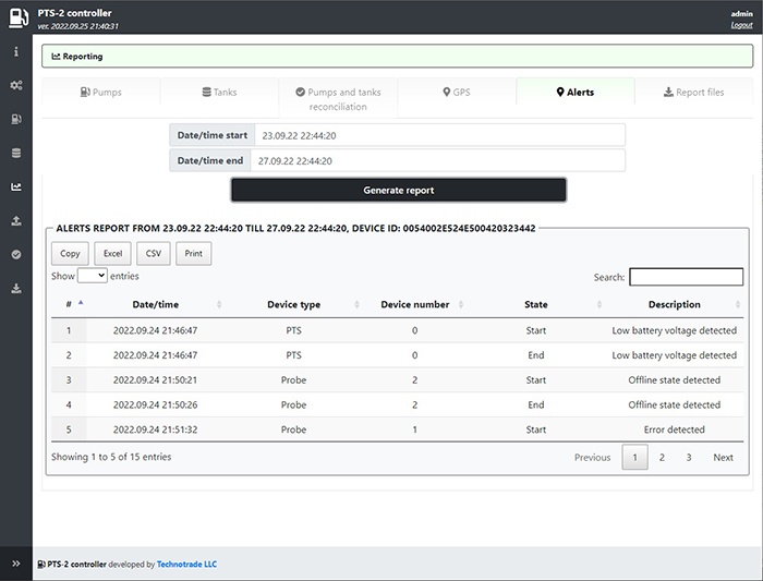 PTS-2 forecourt controller data upload to a remote server