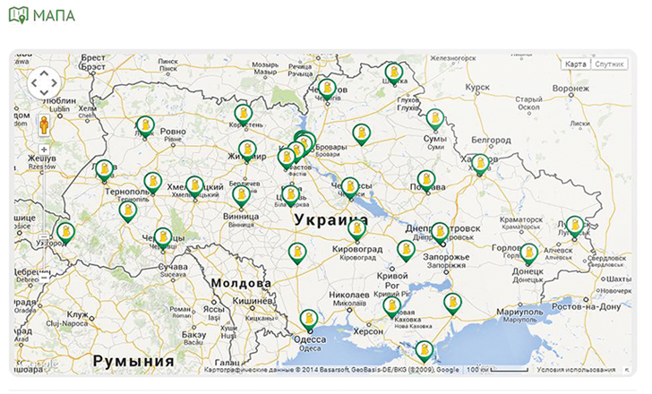 Interactive map of network of petrol stations