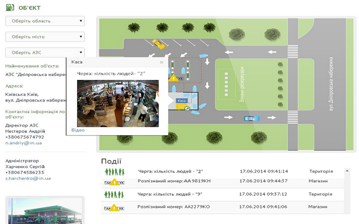 Near  fuel dispensers - the amount of vehicles that are fueled are recognized